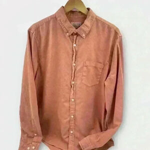 Cotton On Garments Men's XL Button Down Shirt 100% Cotton Rust Orange Peach